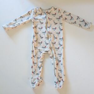 Tea Collection Cream Kids Footie with Bird Pattern